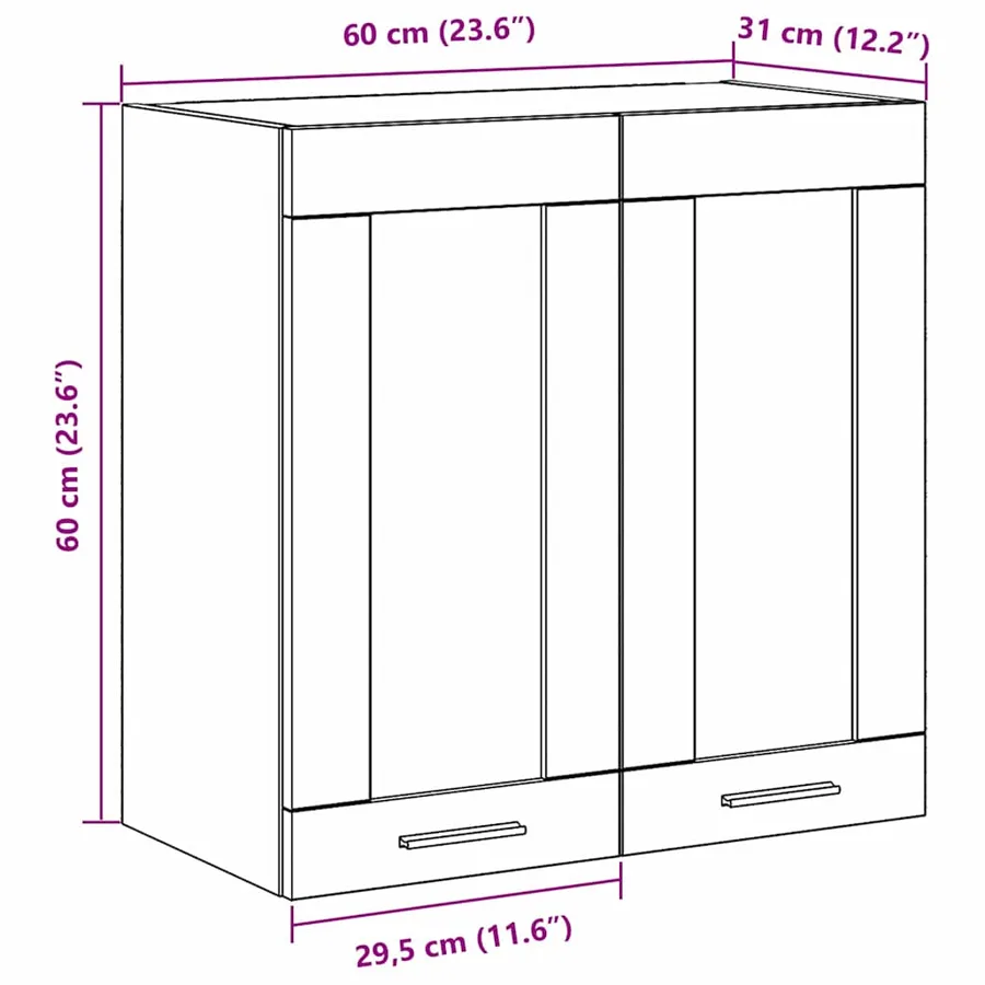 Armoire suspendue Chêne noir 60 x 31 x 60 cm Bois d'ingénierie - 12
