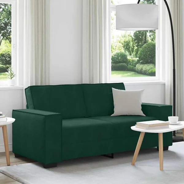 Canapé 2 places vert foncé 180 x 78 x 84 cm velours