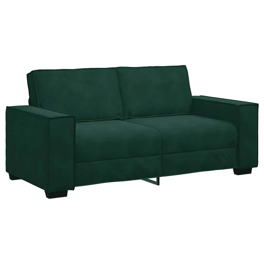 Canapé 2 places vert foncé 180 x 78 x 84 cm velours - 2