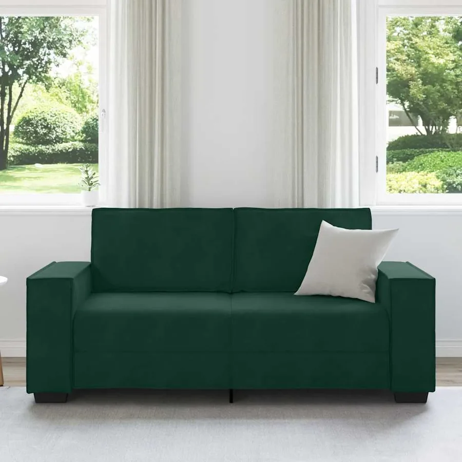 Canapé 2 places vert foncé 180 x 78 x 84 cm velours - 3