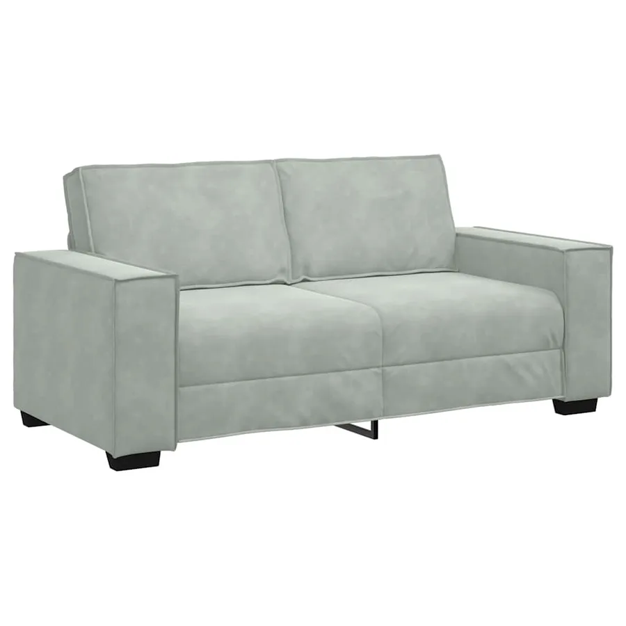 Canapé 2 places gris clair 180 x 78 x 84 cm velours - 2