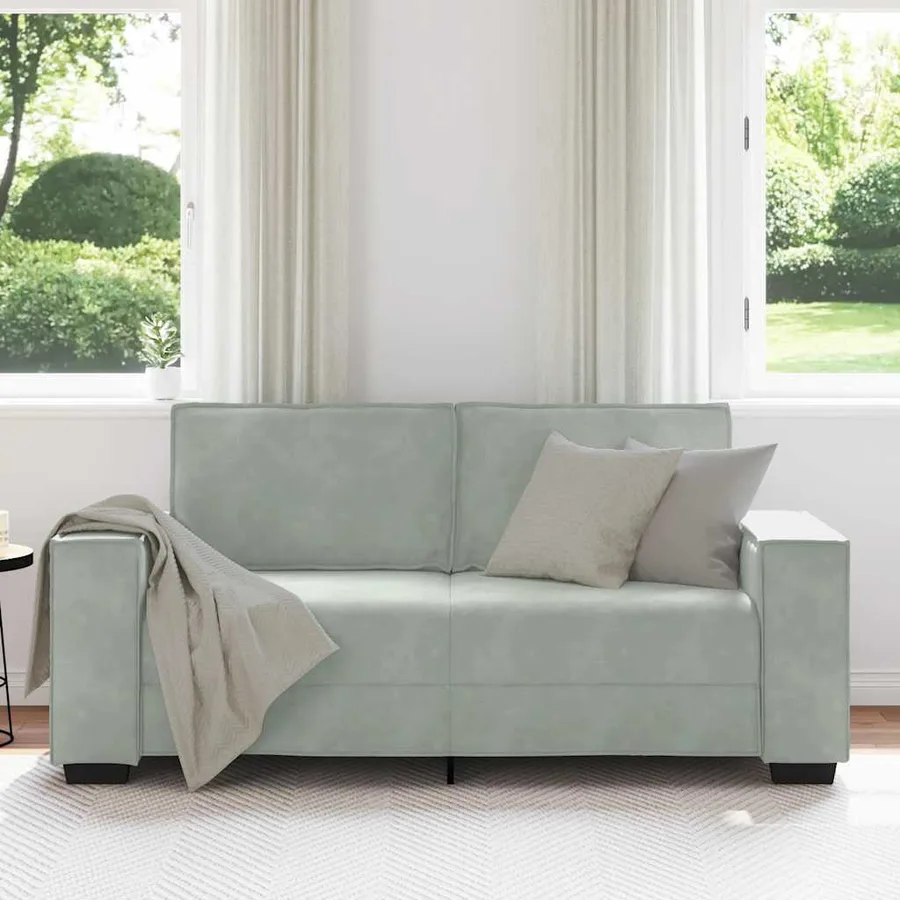 Canapé 2 places gris clair 180 x 78 x 84 cm velours - 3