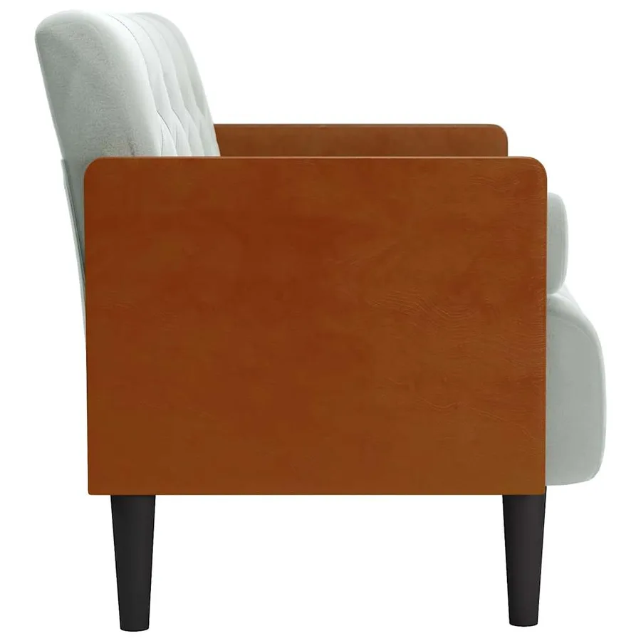 Canapé deux places avec coussins cylindriques gris clair 110 cm velours - 4
