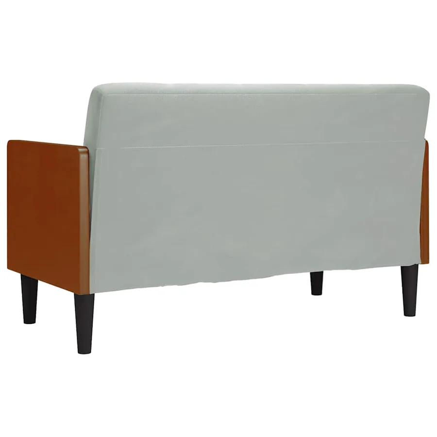 Canapé deux places avec coussins cylindriques gris clair 110 cm velours - 5