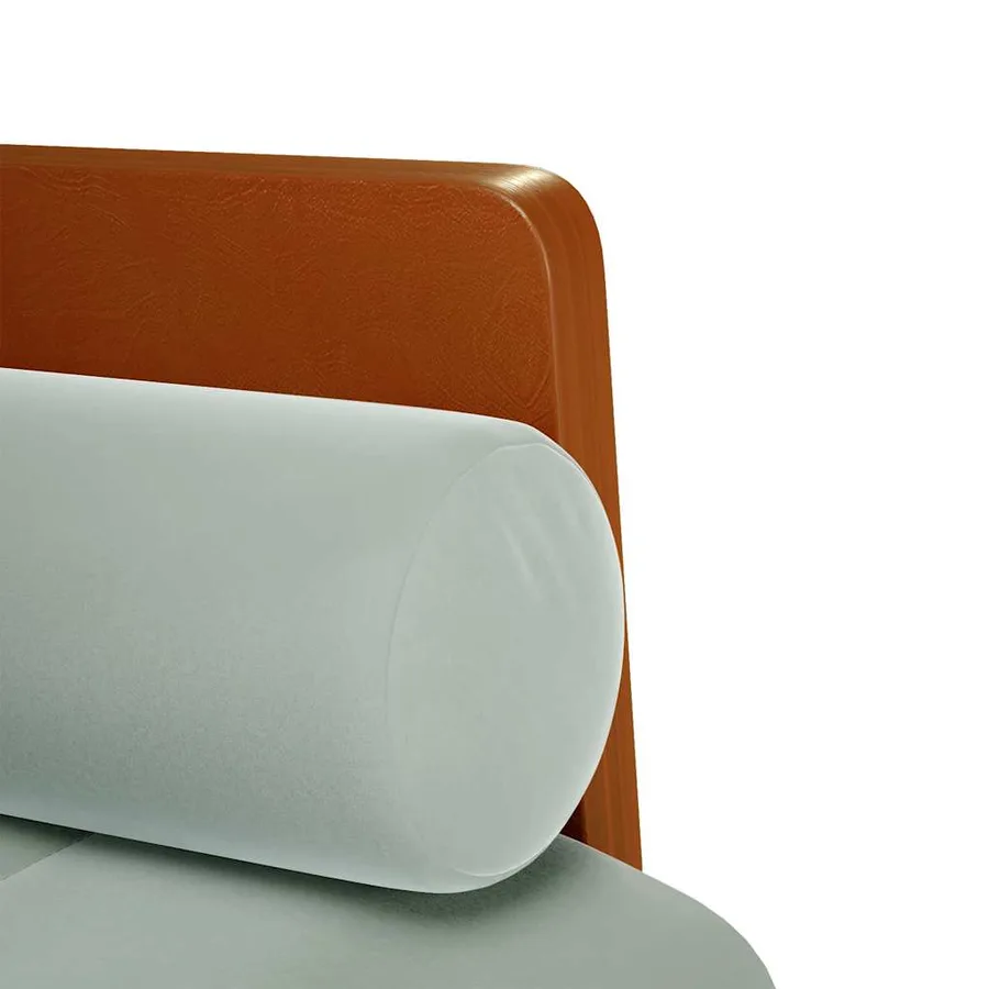 Canapé deux places avec coussins cylindriques gris clair 110 cm velours - 6