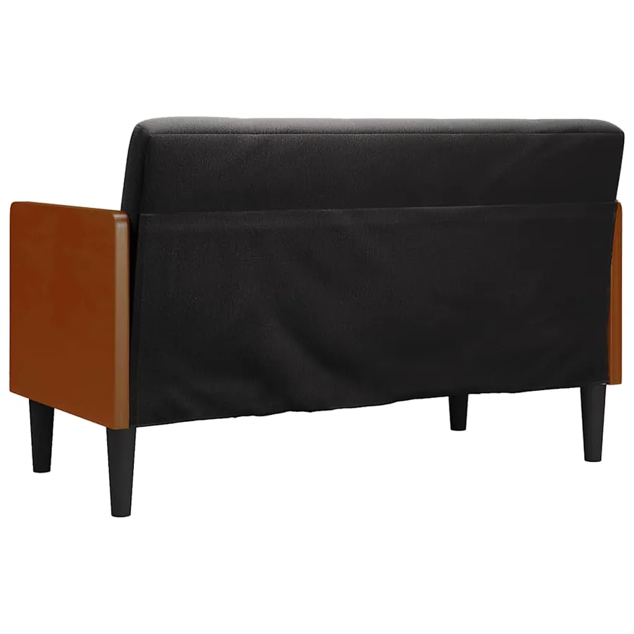 Canapé deux places avec coussins cylindriques velours noir 110 cm - 5