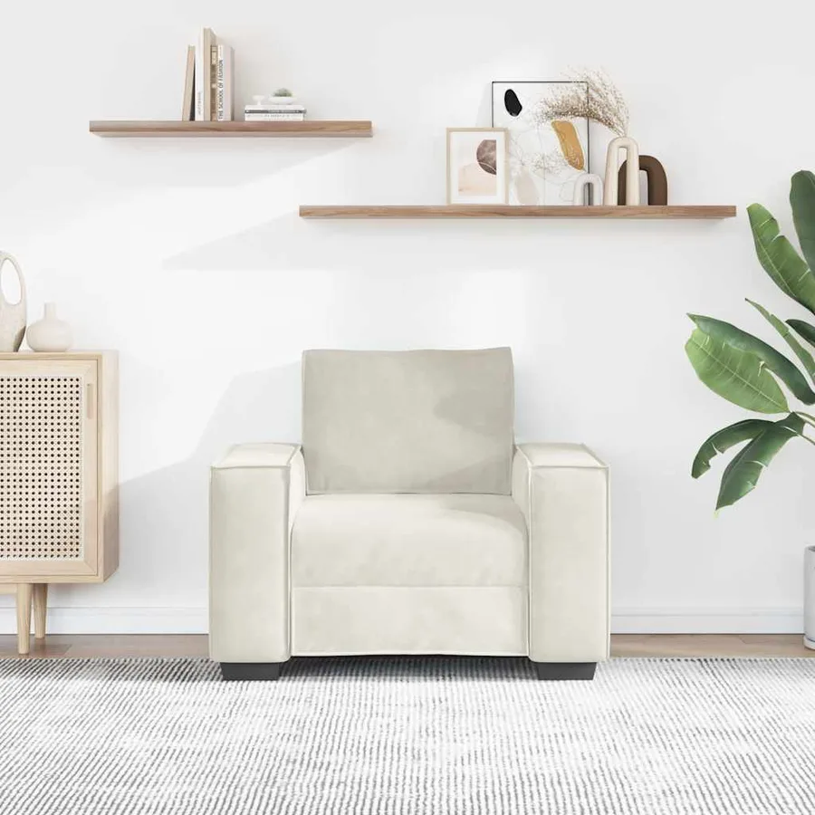 Fauteuil/canapé crème 100x78x84 cm velours - 3