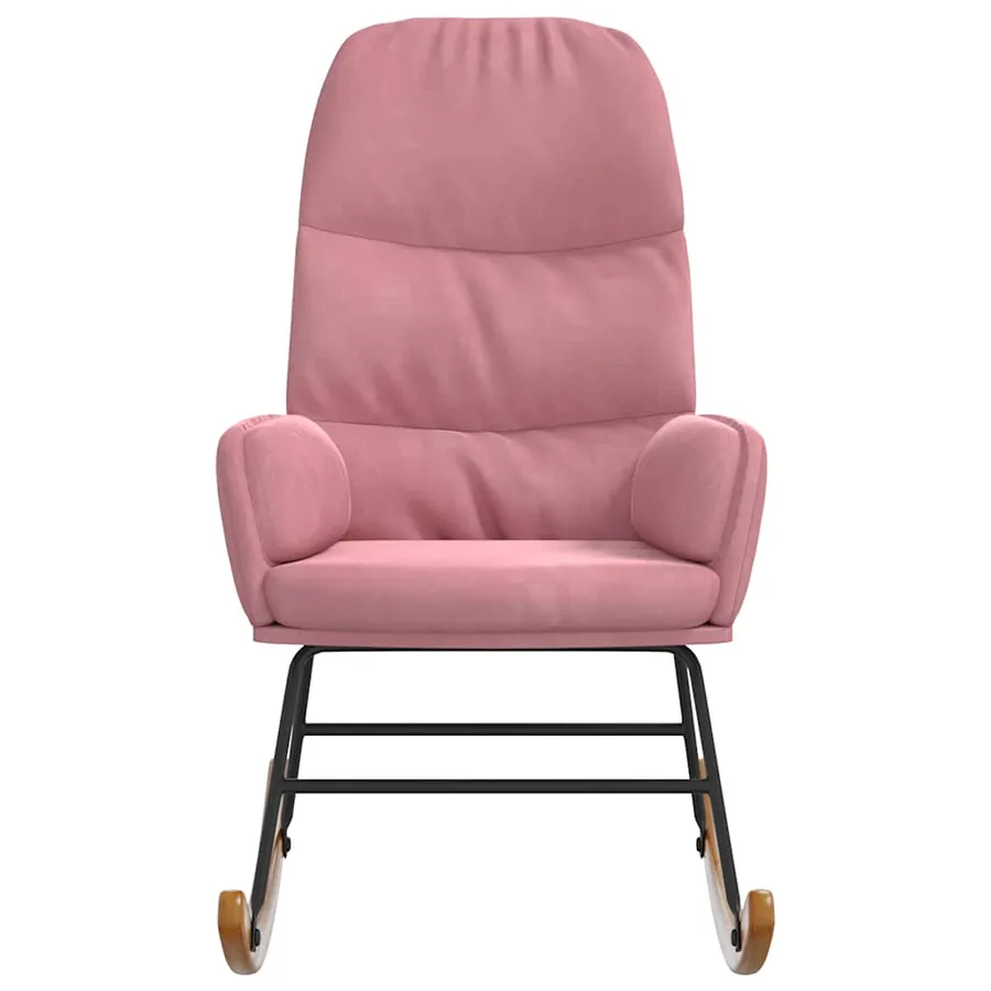 Fauteuil à bascule velours rose - 3