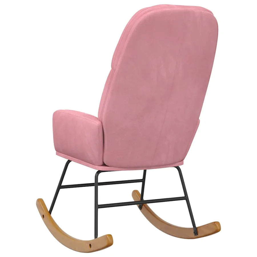 Fauteuil à bascule velours rose - 5