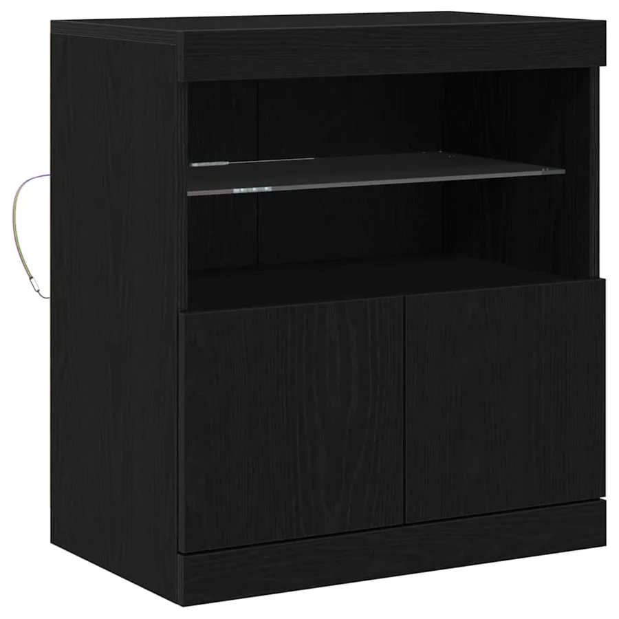 Buffet LED Noir 60,5 x 37 x 67 cm Bois d'ingénierie - 2