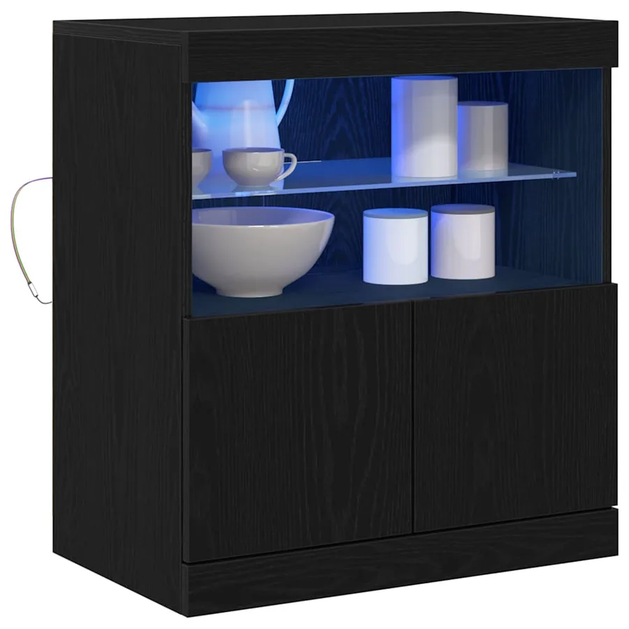Buffet LED Noir 60,5 x 37 x 67 cm Bois d'ingénierie - 3