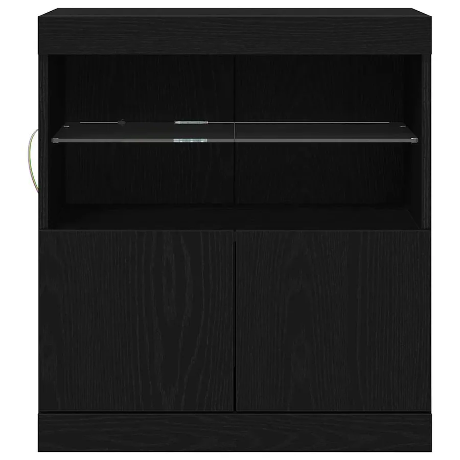 Buffet LED Noir 60,5 x 37 x 67 cm Bois d'ingénierie - 6