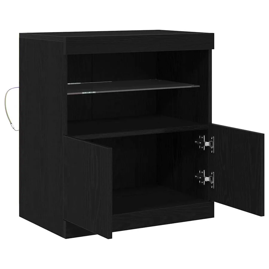 Buffet LED Noir 60,5 x 37 x 67 cm Bois d'ingénierie - 7
