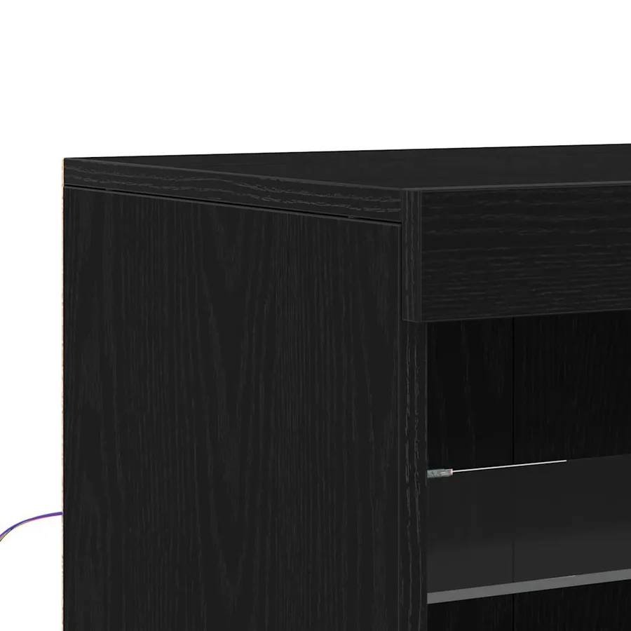 Buffet LED Noir 60,5 x 37 x 67 cm Bois d'ingénierie - 8