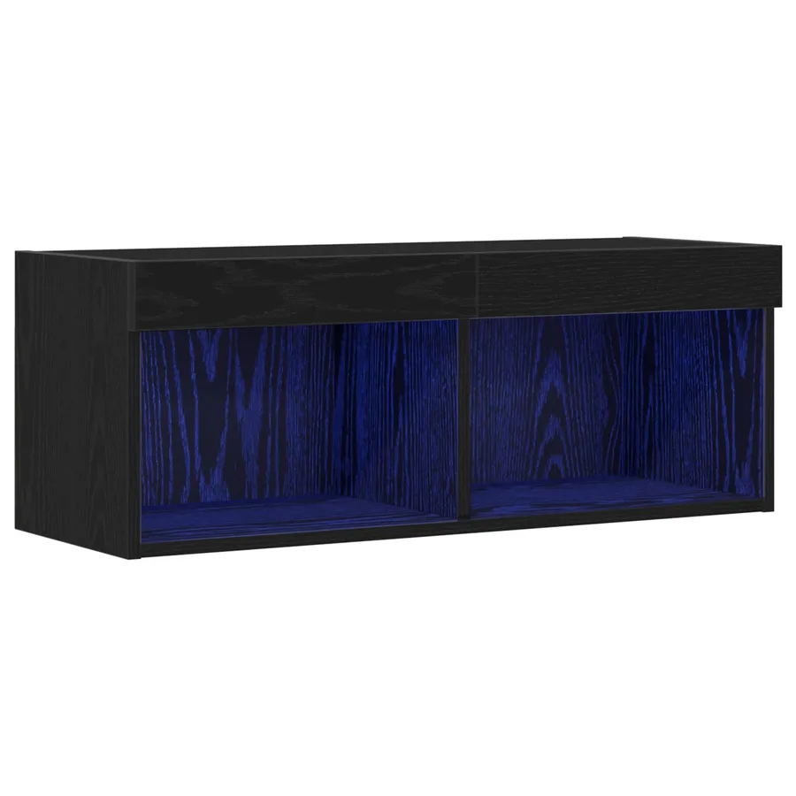 Ensemble meuble TV Chêne noir 80 x 30 x 30 cm Bois d'ingénierie - 2