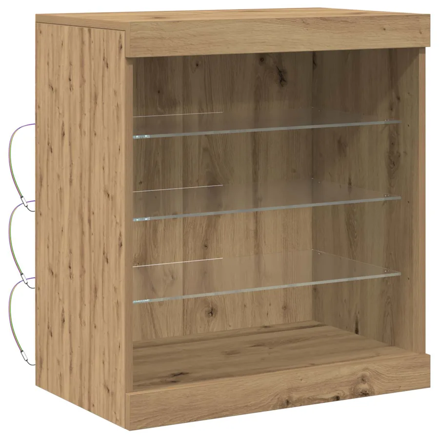 Buffet LED Chêne artisanal 60,5 x 37 x 67 cm Bois d'ingénierie - 2
