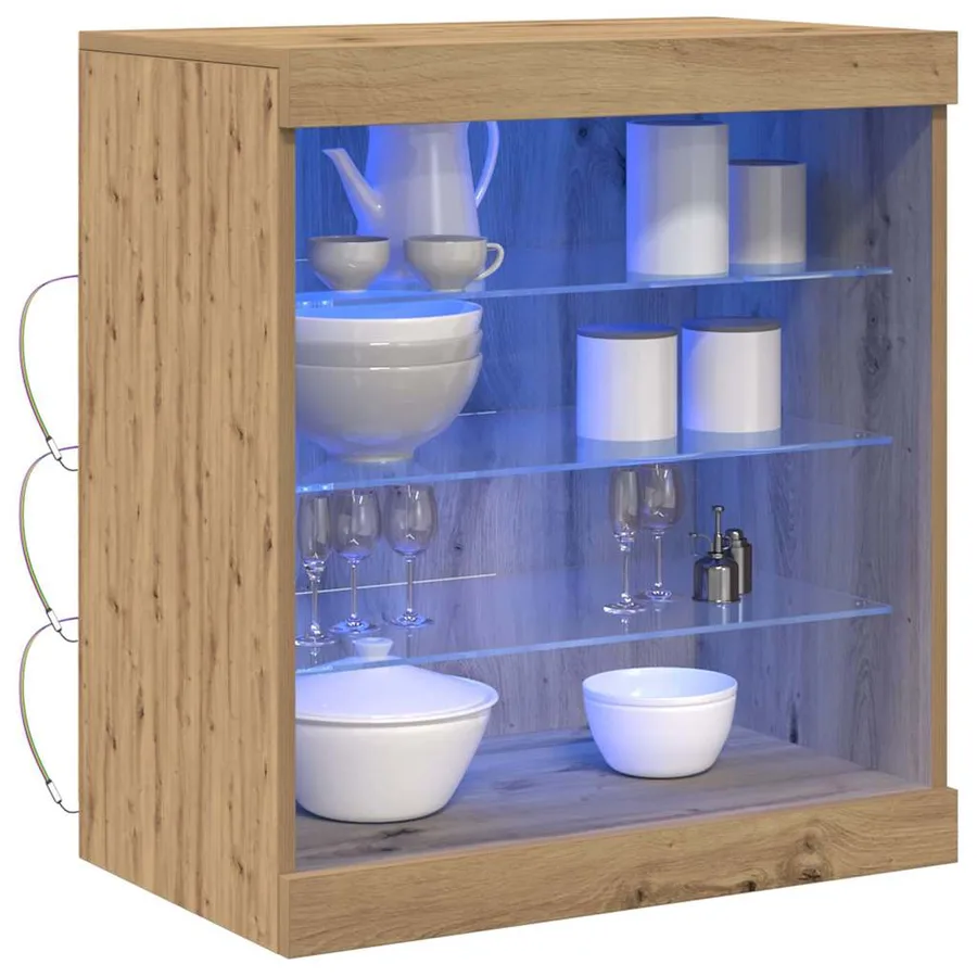 Buffet LED Chêne artisanal 60,5 x 37 x 67 cm Bois d'ingénierie - 3