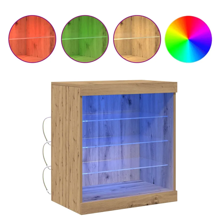 Buffet LED Chêne artisanal 60,5 x 37 x 67 cm Bois d'ingénierie - 4