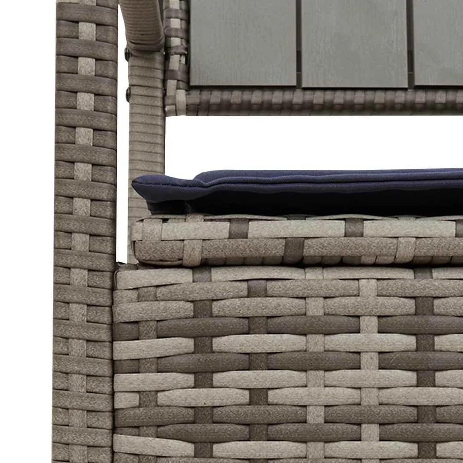 Banc de rangement de jardin avec coussin gris résine tressée - 9
