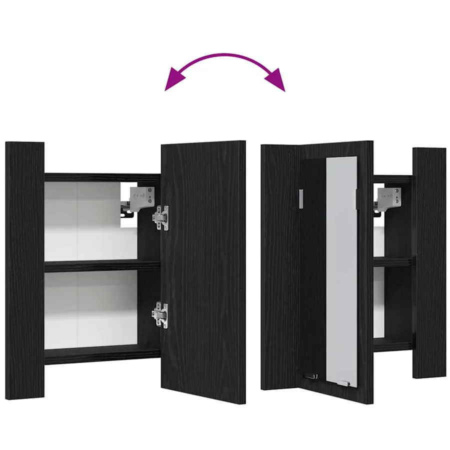 Armoire de salle de bain avec miroir LED en chêne noir 40 x 12 x 45 cm bois d'ingénierie - 10