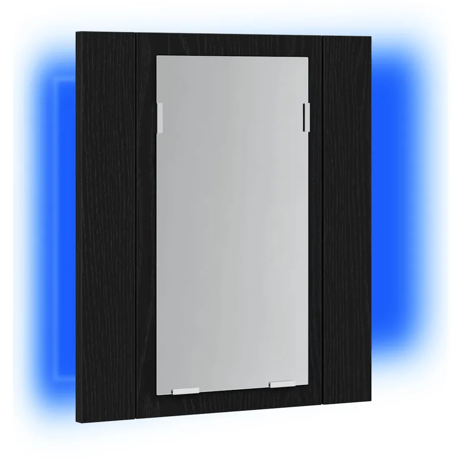 Armoire de salle de bain avec miroir LED en chêne noir 40 x 12 x 45 cm bois d'ingénierie - 4