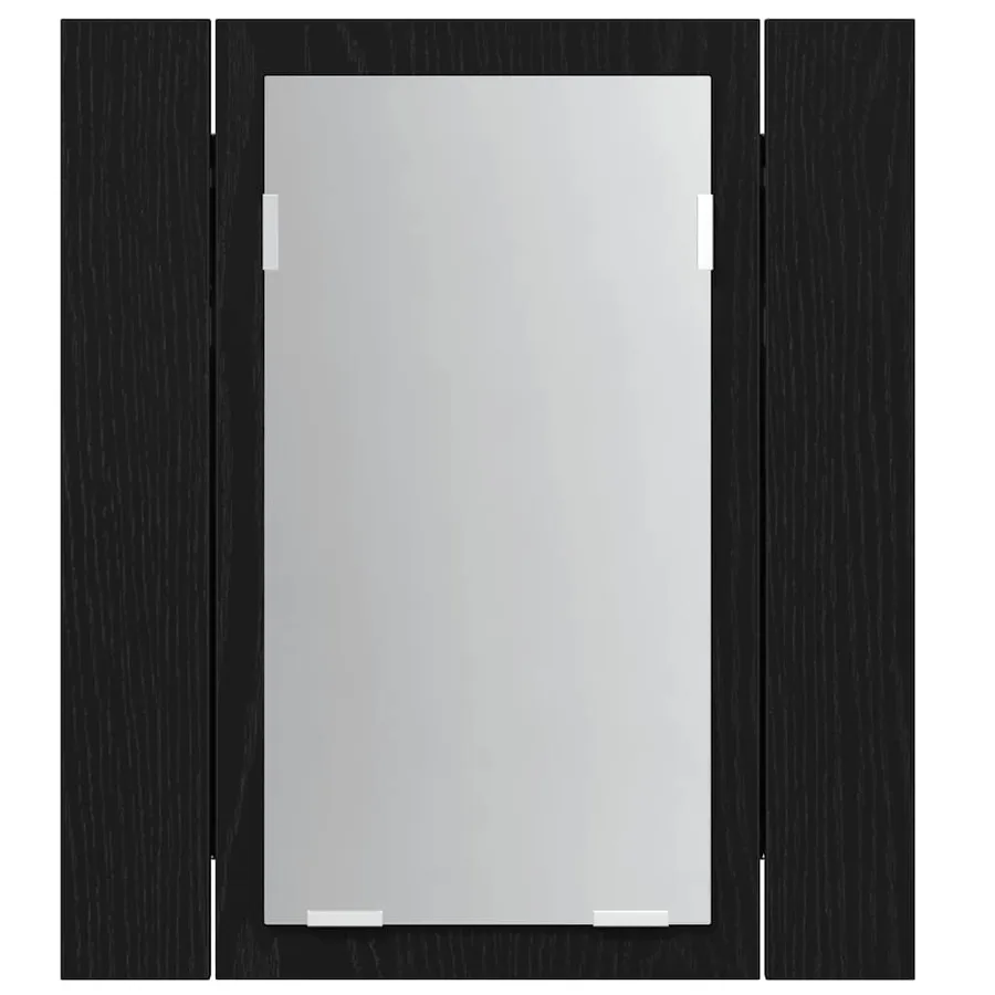 Armoire de salle de bain avec miroir LED en chêne noir 40 x 12 x 45 cm bois d'ingénierie - 6