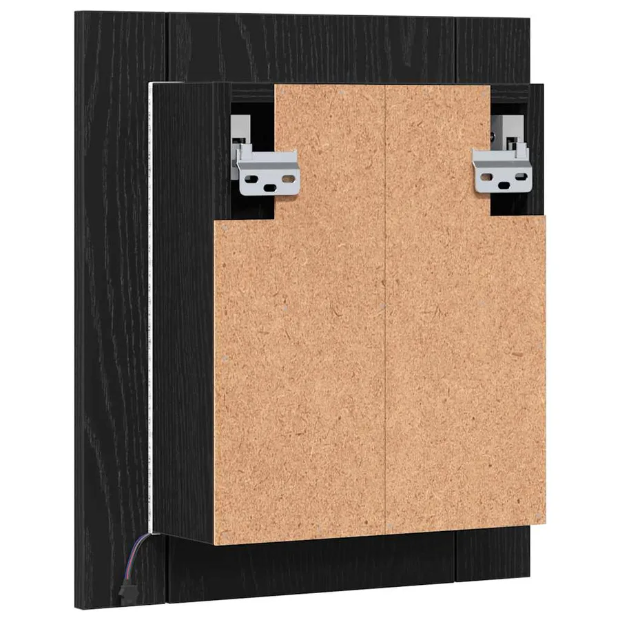 Armoire de salle de bain avec miroir LED en chêne noir 40 x 12 x 45 cm bois d'ingénierie - 9