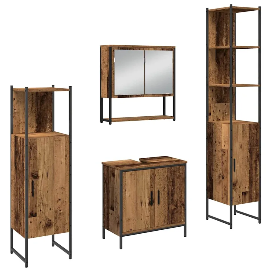 Ensemble de mobilier de salle de bain avec étagère 4 pcs Marron - 2