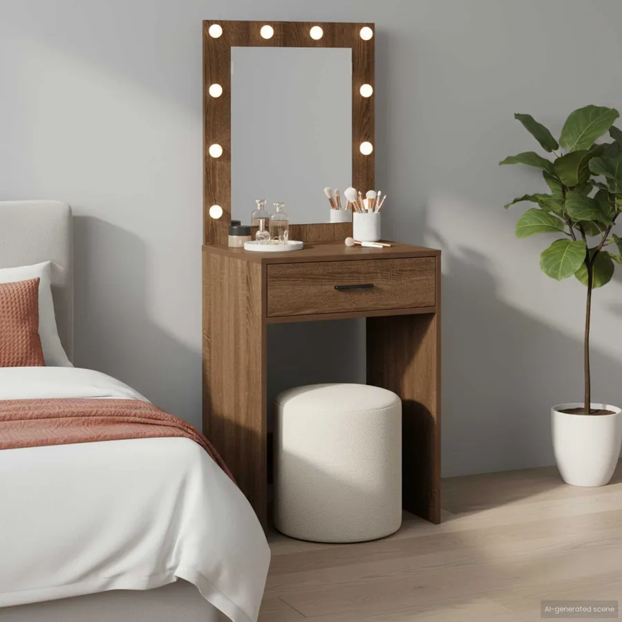 Table de Toilette Chêne brun 50 x 41 x 135 cm Bois d'ingénierie