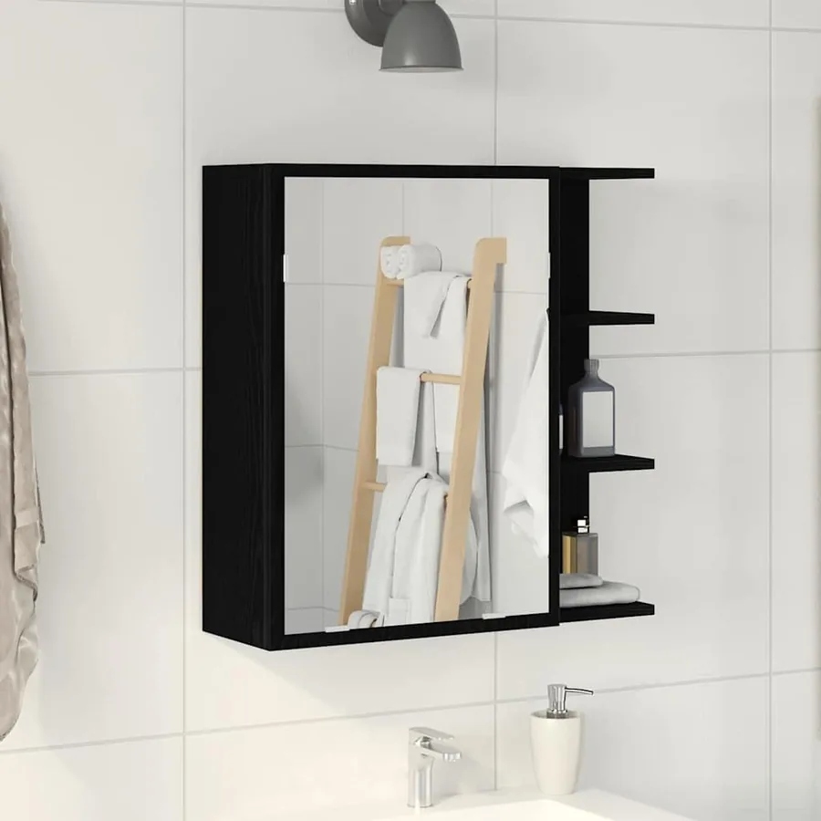 Armoire Miroir de Salle de Bain Chêne noir 62,5 x 20,5 x 64 cm