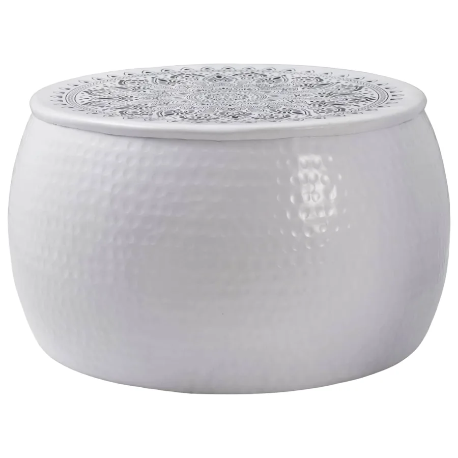 Table basse ronde martelée Blanc Ø 55 x 55 cm Aluminium - 3