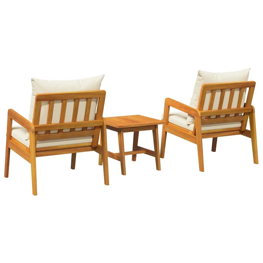 Ensemble bistrot avec coussin 3 pcs Marron Bois d'Acacia Massif - 7