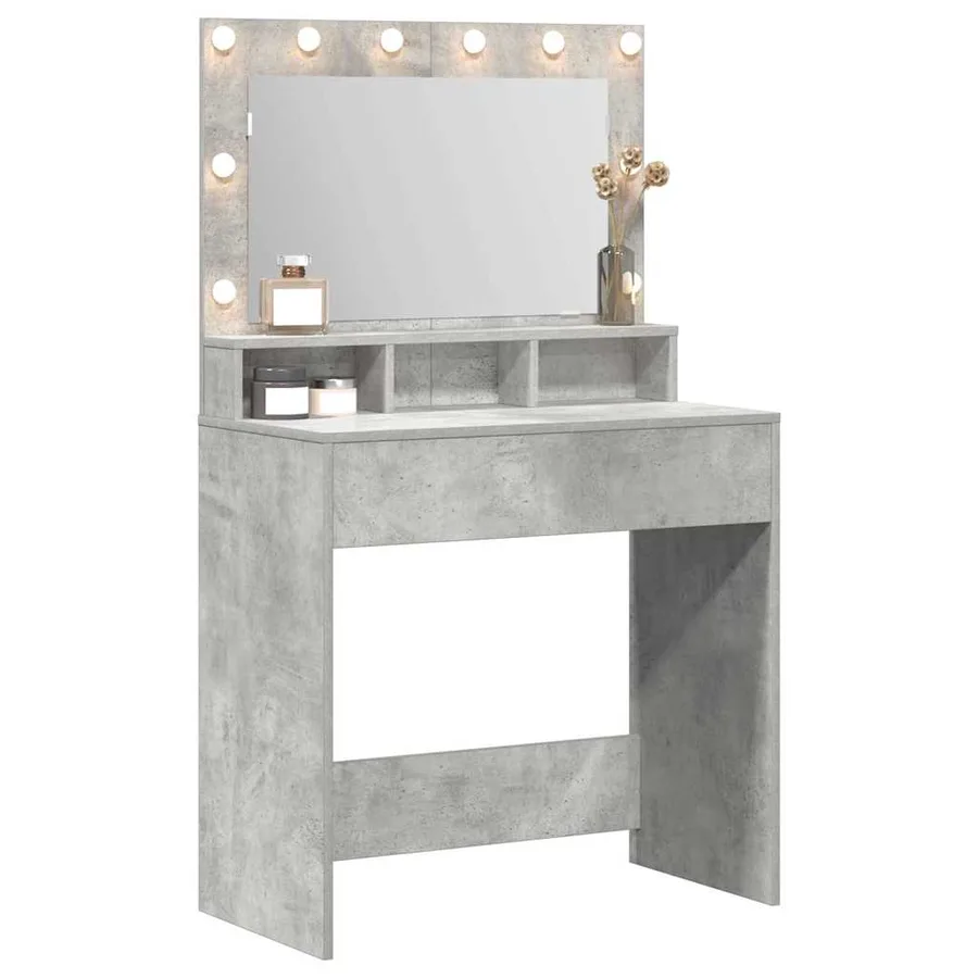 Table de Toilette avec étagère Gris béton 78,5 x 41 x 135 cm - 3