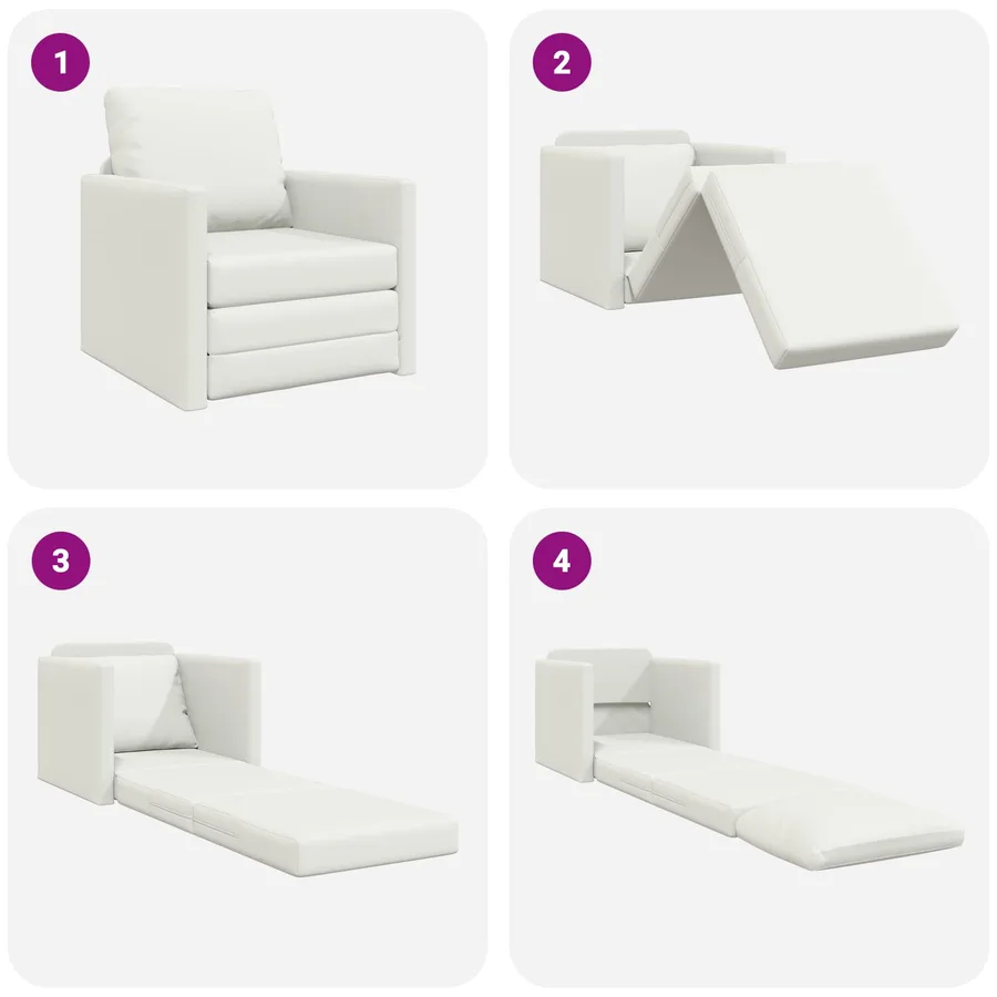 Canapé-Lit 60cm Blanc Simili cuir - 10