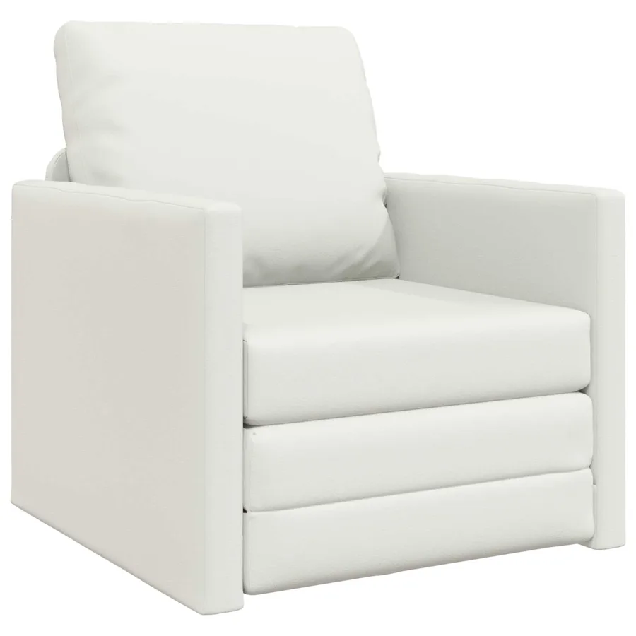 Canapé-Lit 60cm Blanc Simili cuir - 2