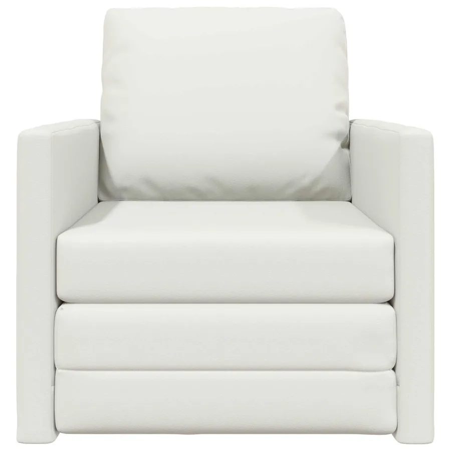 Canapé-Lit 60cm Blanc Simili cuir - 5