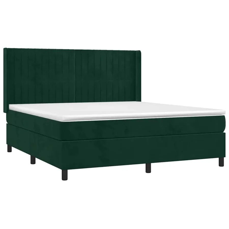 Sommier à lattes de lit matelas et LED Vert foncé 160x200 cm - 4