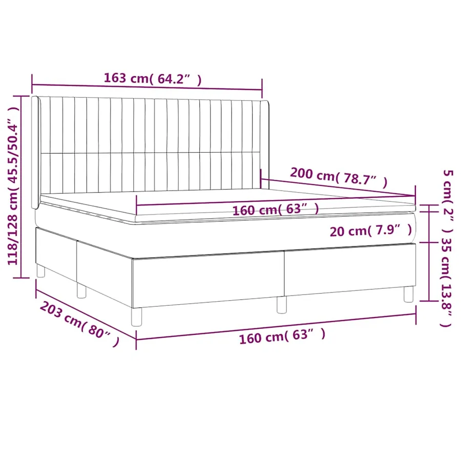 Sommier à lattes de lit matelas et LED Vert foncé 160x200 cm - 9