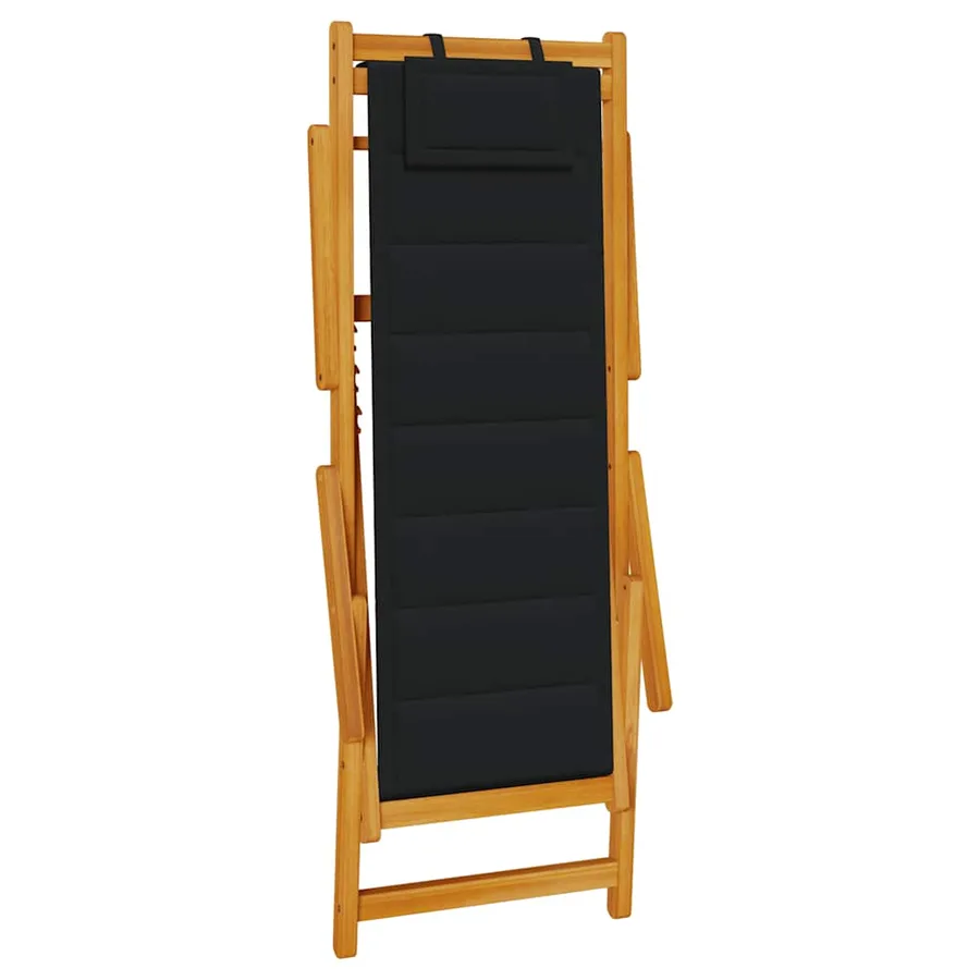 Chaise pliante avec accoudoirs en bois d'acacia noir et textilène - 4