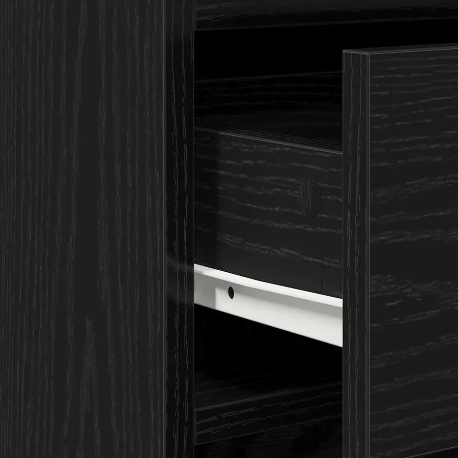 Table de Toilette avec tiroir 2 pcs Noir Bois d'ingénierie - 10