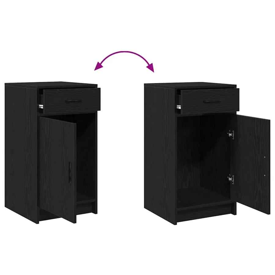 Table de Toilette avec tiroir 2 pcs Noir Bois d'ingénierie - 13