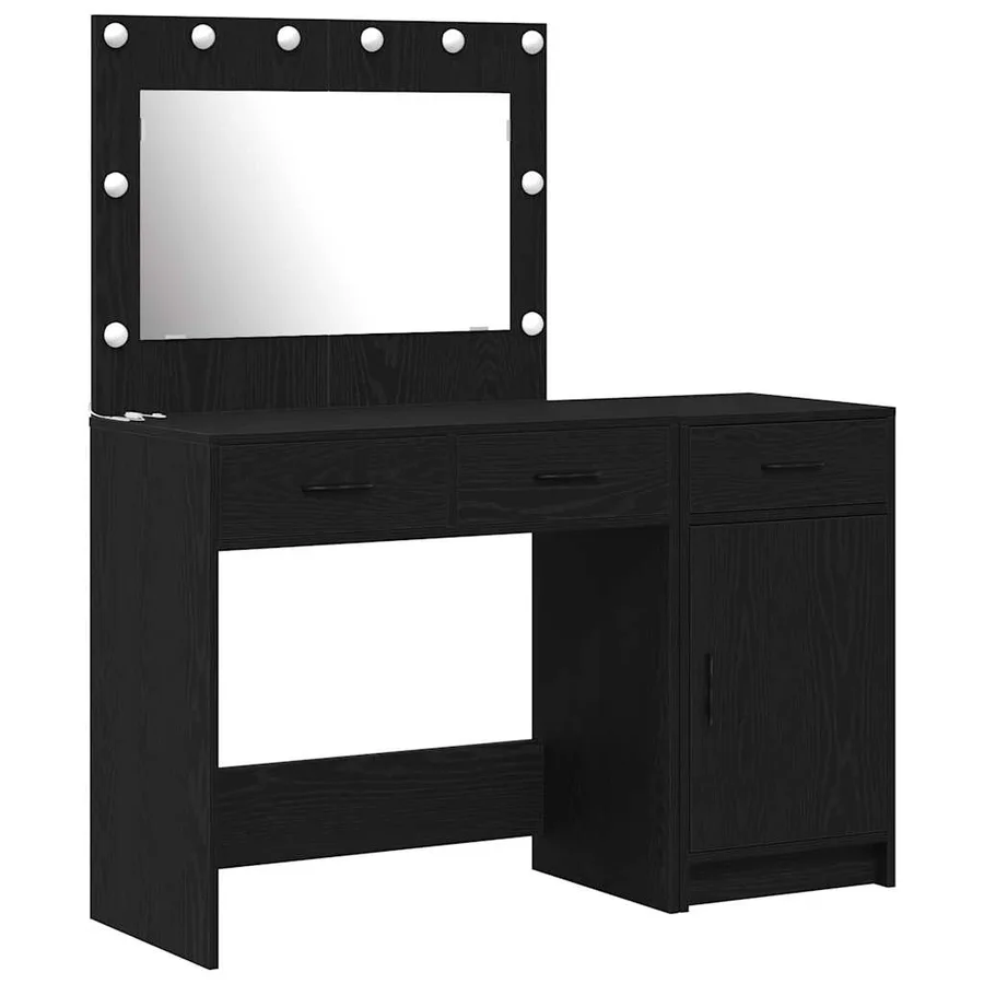 Table de Toilette avec tiroir 2 pcs Noir Bois d'ingénierie - 2