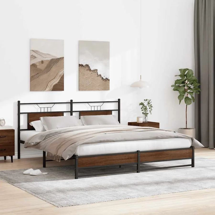 Cadre de lit sans matelas chêne marron 160x200 cm - 4