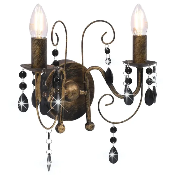 Applique murale à perles Noir antique 2 ampoules E14