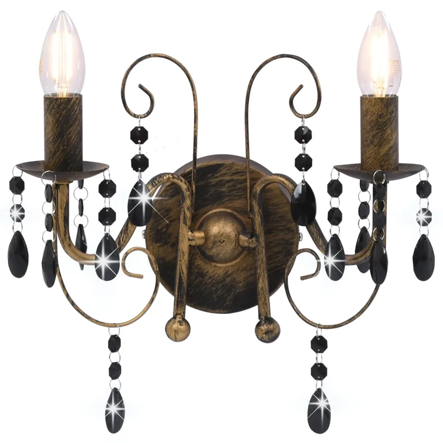Applique murale à perles Noir antique 2 ampoules E14 - 3