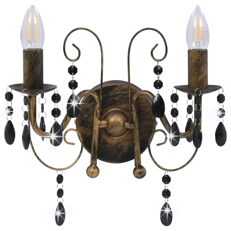 Applique murale à perles Noir antique 2 ampoules E14 - 4
