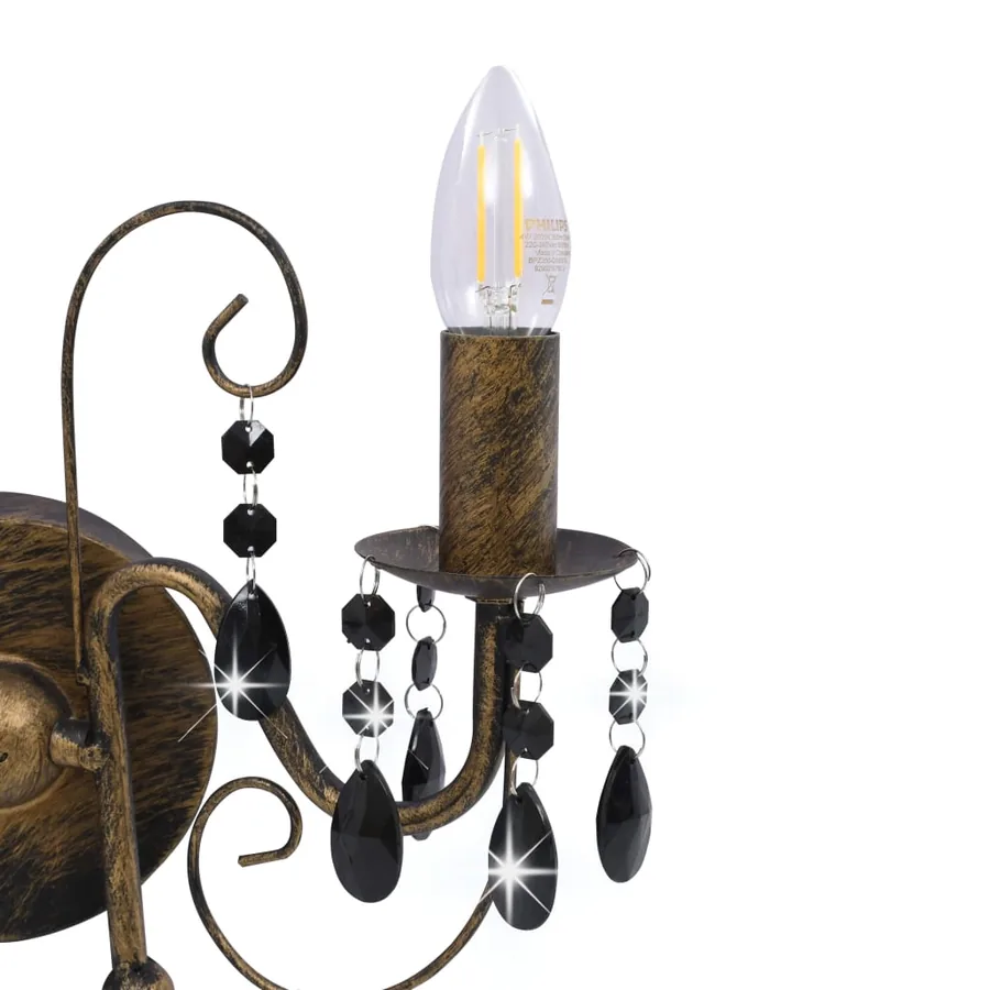 Applique murale à perles Noir antique 2 ampoules E14 - 5