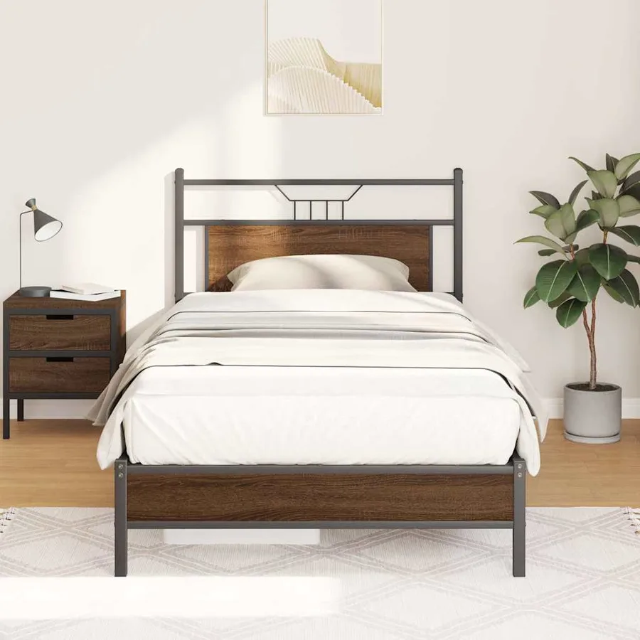 Cadre de lit sans matelas chêne marron 100x200 cm - 5