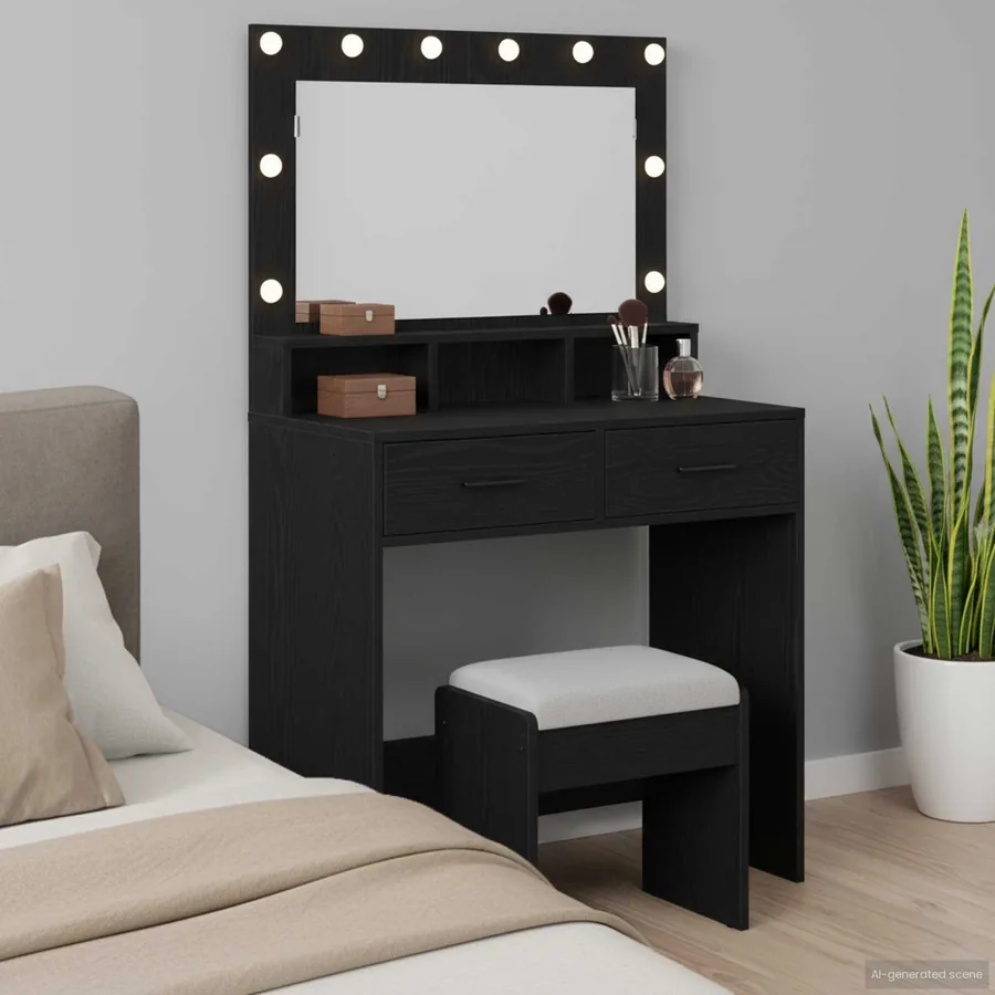 Table de Toilette Chêne noir 79 x 41 x 135 cm Bois d'ingénierie