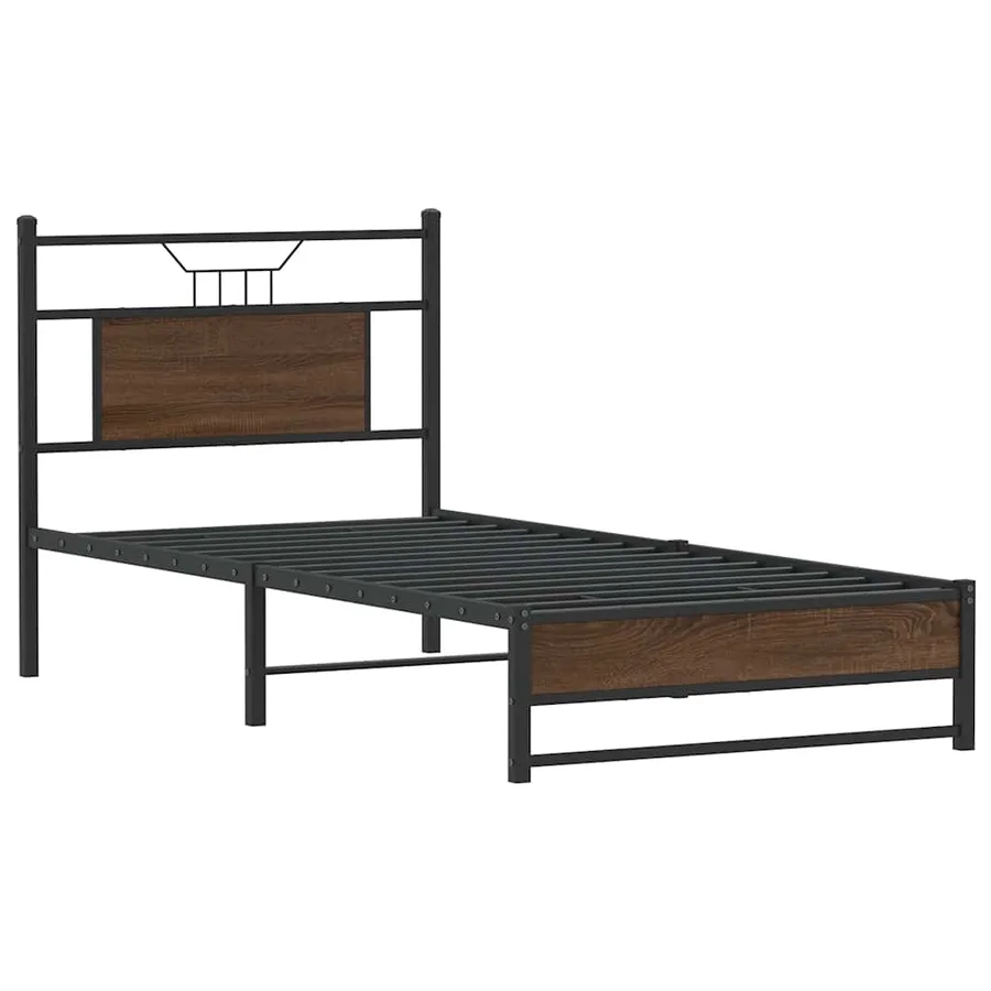 Cadre de lit sans matelas chêne marron 75x190cm bois ingénierie - 3